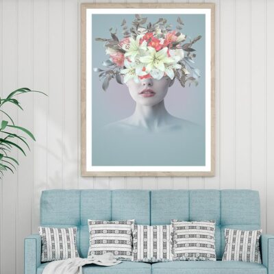 Young Woman With Flowers Abstract Home Decor Premium Quality Poster Print Choose Your Sizes