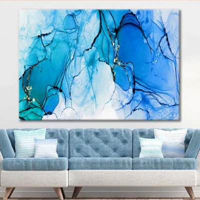 Alcohol Ink Background With Bright Blue Color Print 100% Australian Made