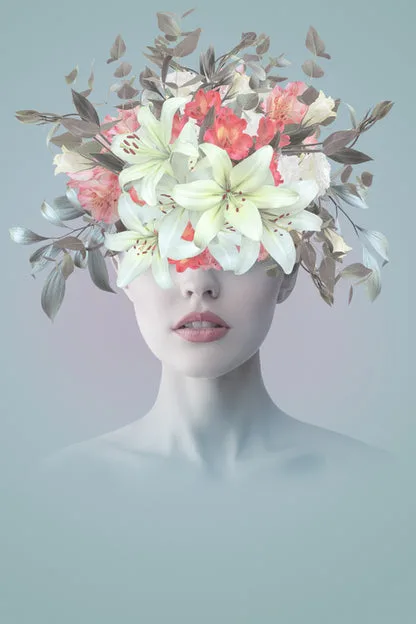 Young Woman With Flowers Abstract Home Decor Premium Quality Poster Print Choose Your Sizes - Image 3