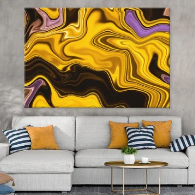 Brown Yellow & Pink Abstract Design Print 100% Australian Made