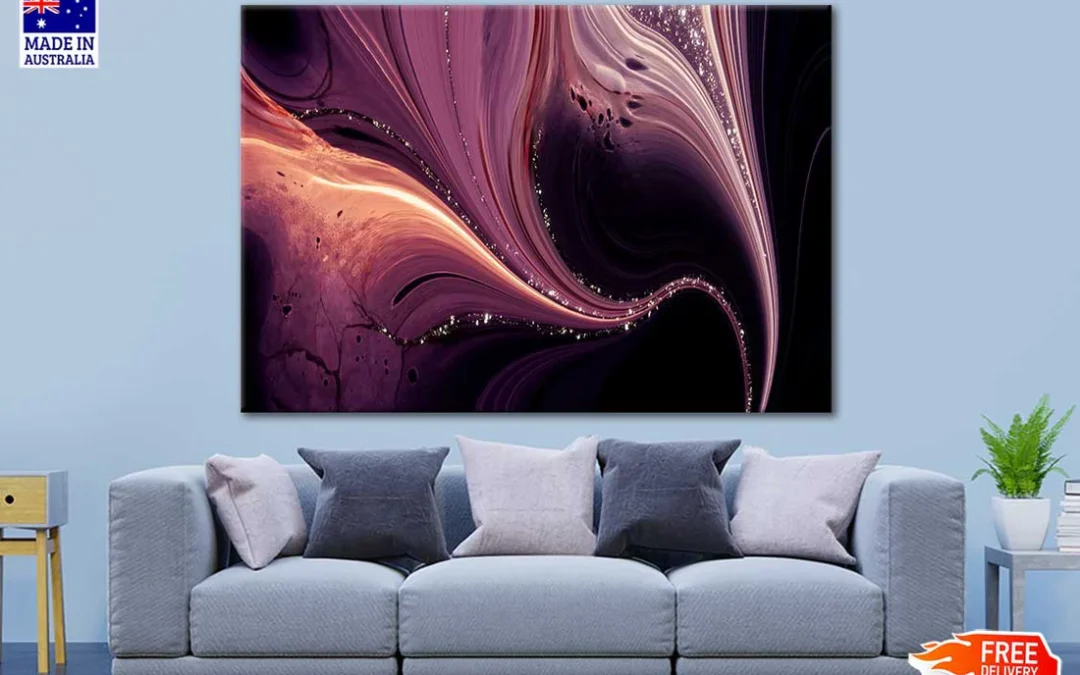 Alcohol Ink With Curved Organic Texture Print 100% Australian Made