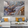 Blue Brown & Gold Fluid Abstract Design Print 100% Australian Made