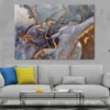 Blue Brown & Gold Fluid Abstract Design Print 100% Australian Made - Image 2