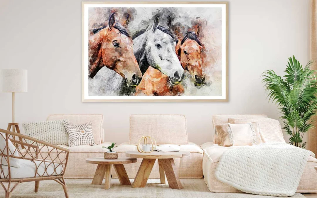 Horses Faces Watercolor Painting Home Decor Premium Quality Poster Print Choose Your Sizes