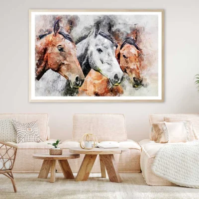 Horses Faces Watercolor Painting Home Decor Premium Quality Poster Print Choose Your Sizes