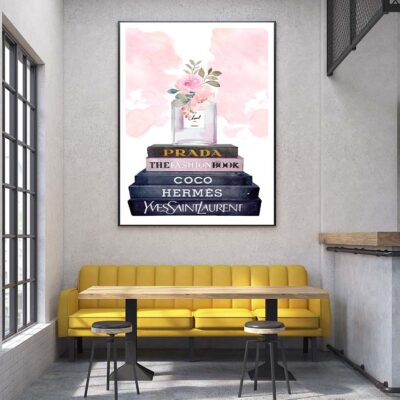 Light Pink Fashion Perfume with Flowers Design Home Decor Premium Quality Poster Print Choose Your Sizes