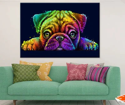 Colorful Pug Dog Face Abstract Design Print 100% Australian Made