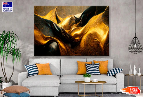 White Gold & Black Abstract Paint Wall Art Decor 100% Australian Made