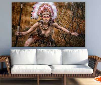 Native Warrior Girl with Feather Headdress Photograph Print 100% Australian Made