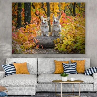 Two Dogs On Autumn Trees Photograph Print 100% Australian Made
