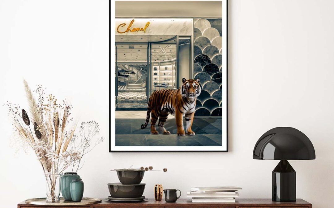Elegant Fashion Store with Tiger Design Home Decor Premium Quality Poster Print Choose Your Sizes