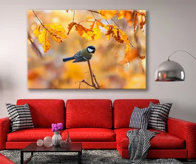 Bella Home Bird on Branches Autumn Leaves Print Canvas Ready to hang