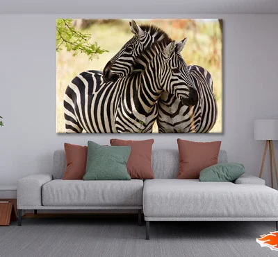Pair of Zebra Standing Near Tree Print 100% Australian Made