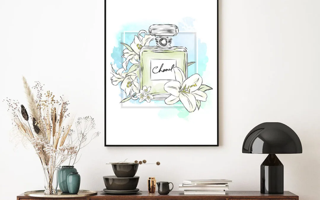 Perfume Bottle & Lily Flowers Home Decor Premium Quality Poster Print Choose Your Sizes