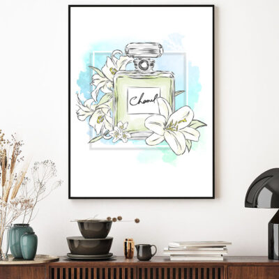Perfume Bottle & Lily Flowers Home Decor Premium Quality Poster Print Choose Your Sizes