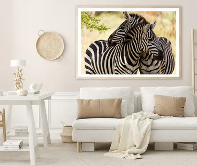 Pair of Zebra Standing Near Tree Home Decor Premium Quality Poster Print Choose Your Sizes