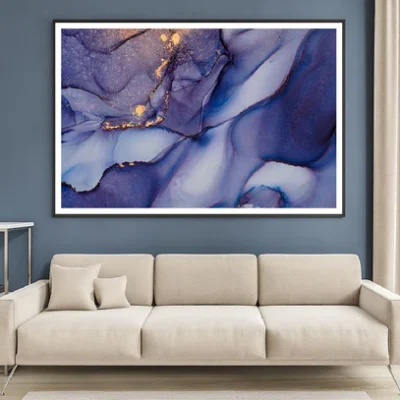 Grey Purple & Gold Fluid Abstract Design Home Decor Premium Quality Poster Print Choose Your Sizes