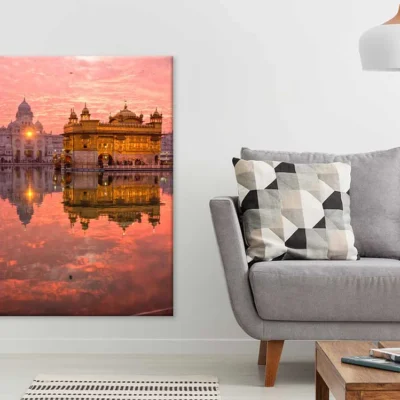 Golden Temple at Sunset Scenery View Punjab Print 100% Australian Made