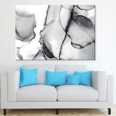 Black Metallic Ink Fluid Abstract Design Print 100% Australian Made