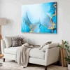 Bella Home Blue & Gold Liquid Abstract Art Print Canvas Ready to hang - Image 2