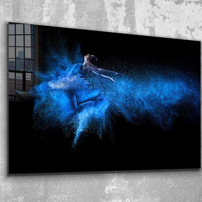 Blue Ballerina Abstract Print Tempered Glass Wall Art 100% Made in Australia Ready to Hang