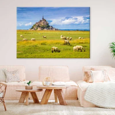 Le Mont Saint-Michel Island with Sheep Phootgraph Print 100% Australian Made