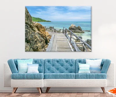 Wooden Pier & Mountain Sea View Photograph Print 100% Australian Made