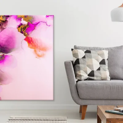Pink Orange & Gold Abstract Design Print 100% Australian Made