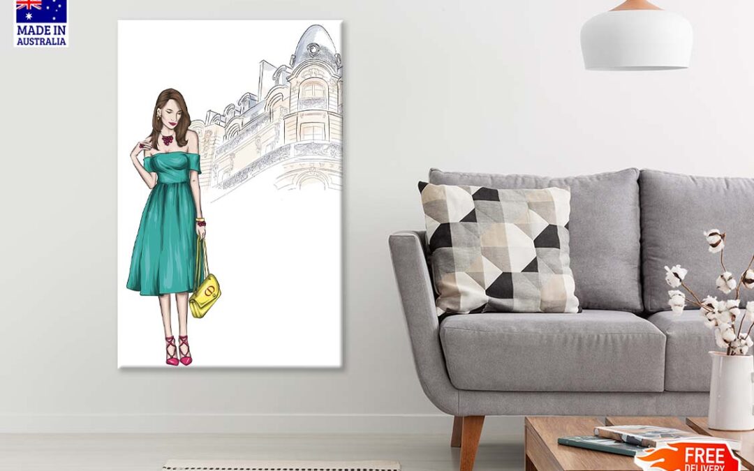 Green Girl with Elegant Fashion Store Print 100% Australian Made