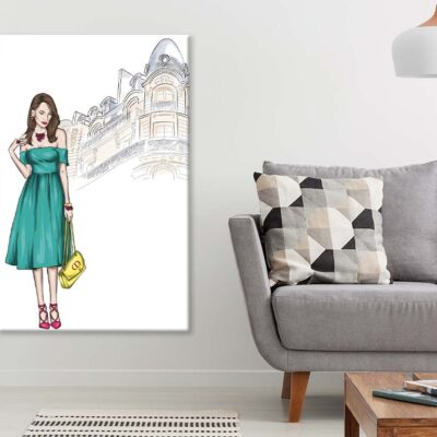 Green Girl with Elegant Fashion Store Print 100% Australian Made