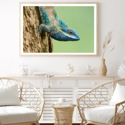 Lue Lizard with Big Eyes in Closed Up Details,Home Decor Premium Quality Poster Print Choose Your Sizes