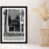 Palm Tree near Fashion Store B&W Photograph Glass Framed Wall Art, Ready to Hang Quality Print