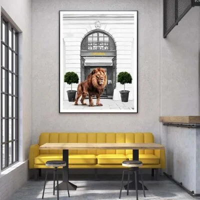 Black And White Fashion Store with Lion Design Home Decor Premium Quality Poster Print Choose Your Sizes