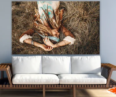 Girl with Headdress Sleeping on Hay Photograph Print 100% Australian Made