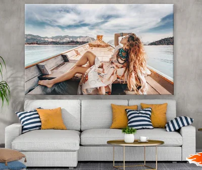 Girl Posing on a Boat in the middle of a River Photograph Print 100% Australian Made