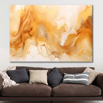 Abstract Painting With Golden Swirls Background Print 100% Australian Made