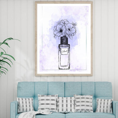 Light purple flowers & Perfume Home Decor Premium Quality Poster Print Choose Your Sizes