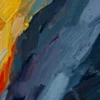 Bella Home Red Orange & Blue Abstract Paint Print Canvas Ready to hang - Image 3