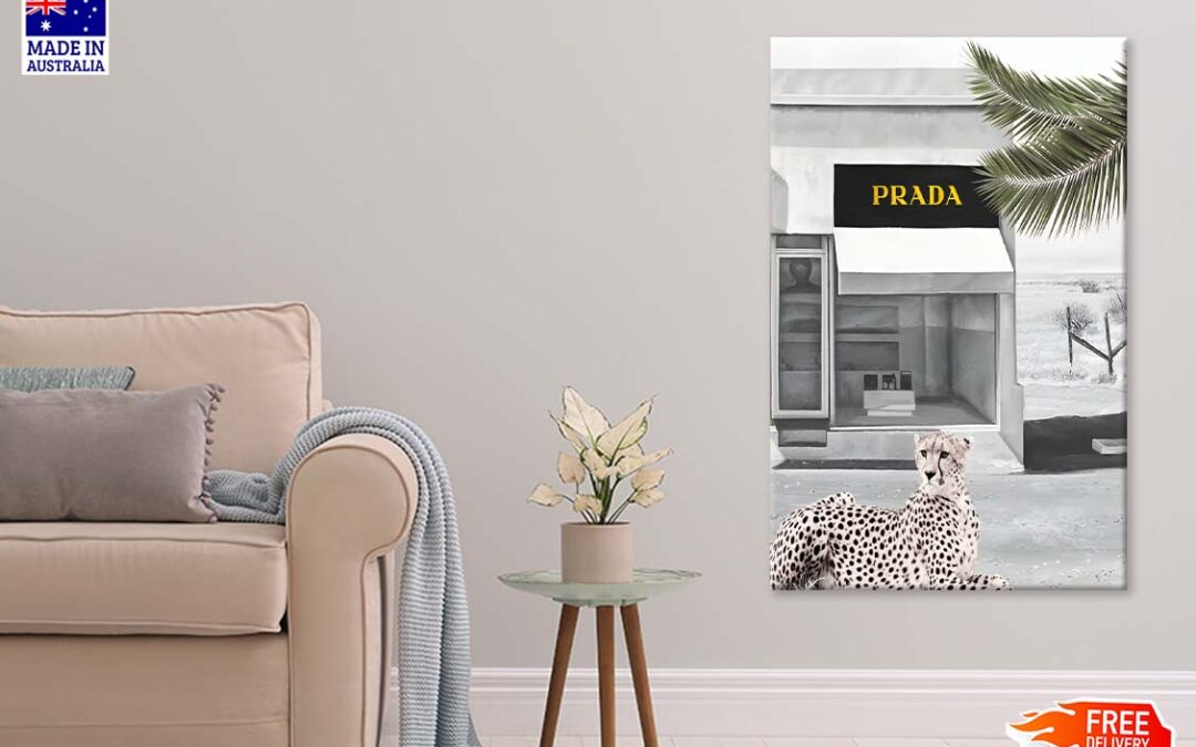 Leopard With Black and White Fashion Store Print 100% Australian Made