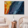 Bella Home Red Orange & Blue Abstract Paint Print Canvas Ready to hang