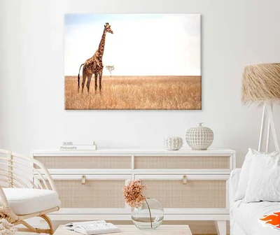 Giraffe on African Landscape Photograph Print 100% Australian Made