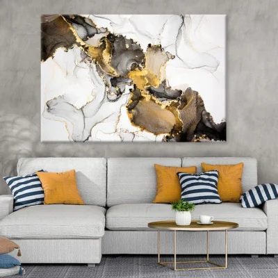 Black White & Gold Abstract Print 100% Australian Made