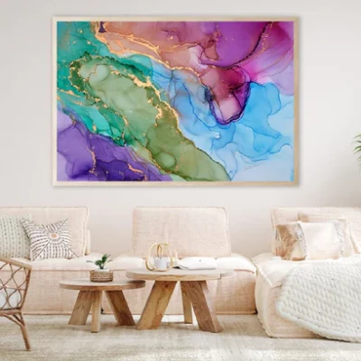 Green Purple Blue & Gold Abstract Design Home Decor Premium Quality Poster Print Choose Your Sizes