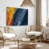 Bella Home Red Orange & Blue Abstract Paint Print Canvas Ready to hang - Image 2