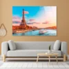 Boat on River & Sunset Eiffel Tower View Acrylic Glass Print Tempered Glass Wall Art 100% Made in Australia Ready to Hang - Image 2
