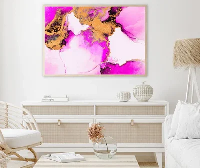 Black Pink & Gold Splash Abstract Design Home Decor Premium Quality Poster Print Choose Your Sizes