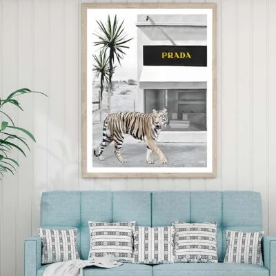 Tiger With Elegant Black and White Fashion Store Design Home Decor Premium Quality Poster Print Choose Your Sizes