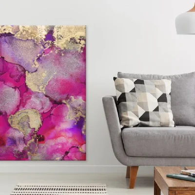 Purple Pink Gold Splash Abstract Design Print 100% Australian Made