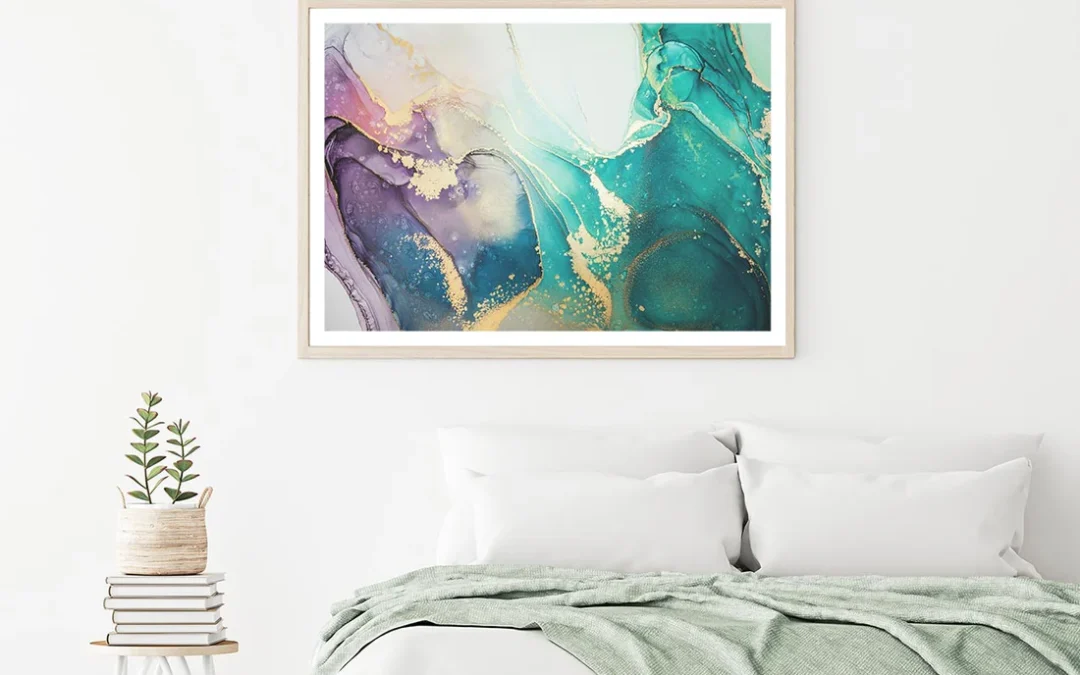 Blue Pink Gold Abstract Fluid Art Home Decor Premium Quality Poster Print Choose Your Sizes