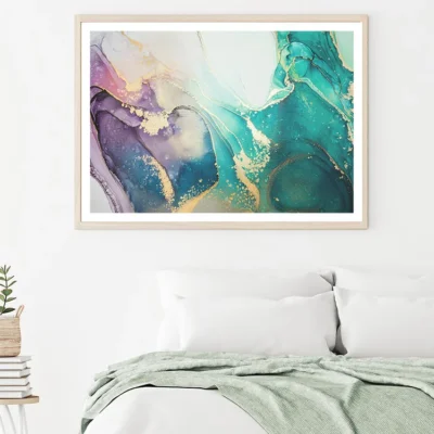 Blue Pink Gold Abstract Fluid Art Home Decor Premium Quality Poster Print Choose Your Sizes